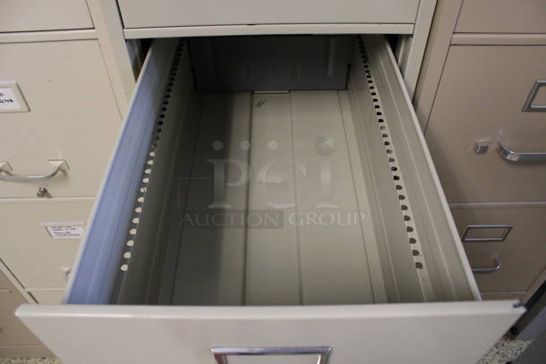 Hon Tan Metal 4 Drawer Filing Cabinet. 15x27x52.5. (Hallways Straight Off Of Atrium) - Image 5 of 7