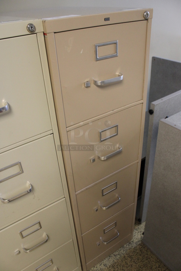 Hon Tan Metal 4 Drawer Filing Cabinet. 15x27x52.5. (Hallways Straight Off Of Atrium) - Image 2 of 7