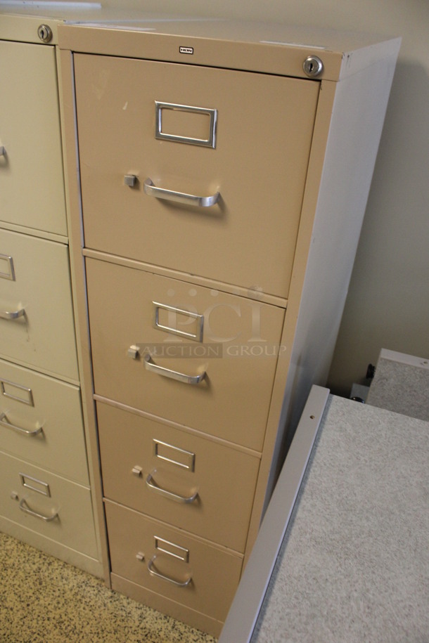 Hon Tan Metal 4 Drawer Filing Cabinet. 15x27x52.5. (Hallways Straight Off Of Atrium) - Image 3 of 7