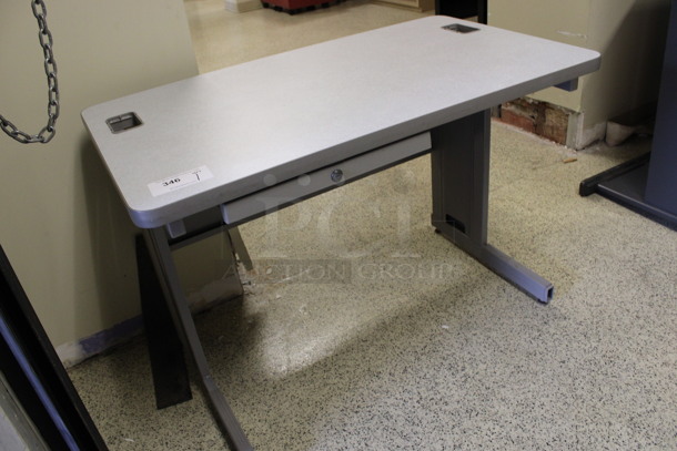 Gray Desk w/ Drawer. 42x24x30. (Hallways Straight Off Of Atrium) - Image 2 of 6