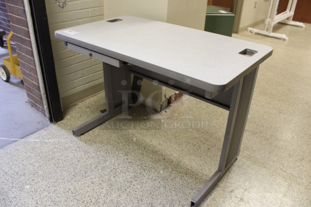 Gray Desk w/ Drawer. 42x24x30. (Hallways Straight Off Of Atrium) - Image 4 of 6