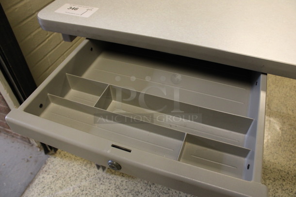 Gray Desk w/ Drawer. 42x24x30. (Hallways Straight Off Of Atrium) - Image 6 of 6