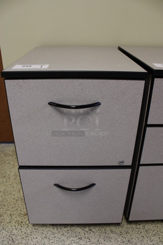 Gray 2 Drawer Filing Cabinet on Casters. 16x22x27.5. (Hallways Straight Off Of Atrium)
