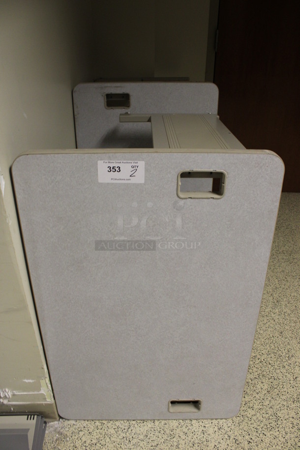 2 Gray Desk. 36x24x29. 2 Times Your Bid! (Hallways Straight Off Of Atrium)