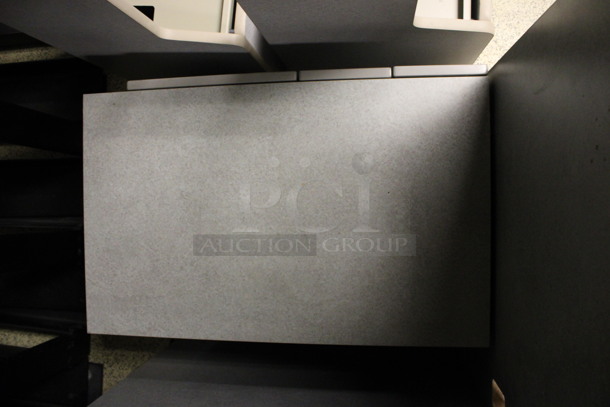 ALL ONE MONEY! Lot of Gray Desk Pieces; Desk w/ 3 Drawer Filing Cabinet, Desk w/ 2 Drawer Cabinet and 2 Hutches! 36x24x29, 36x24x29, 34.5x15.5x34.5, 34.5x15.5x34.5. (Hallways Straight Off Of Atrium) - Image 5 of 5