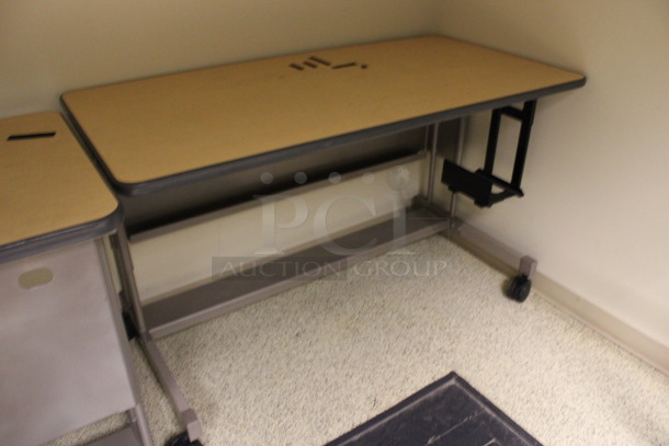 2 Wood Pattern Tables on Casters. 60x30x36. 2 Times Your Bid! (Hallways Straight Off Of Atrium) - Image 3 of 4
