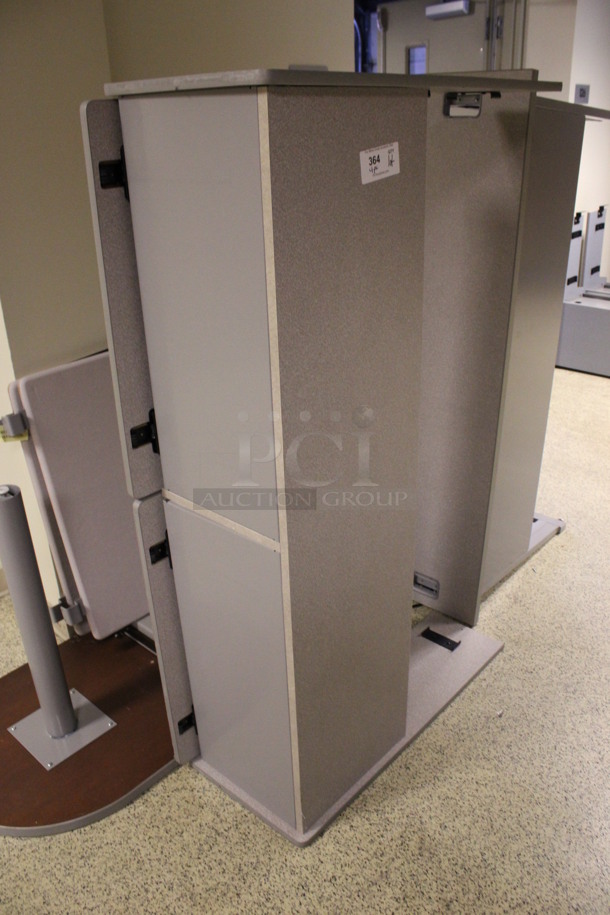 ALL ONE MONEY! Lot of Gray Desk Set Up Pieces; 2 Desks, Table and Hutch. 58.5x15.5x34.5, 60x24x29, 36x36x29, 48x24x29. (Hallways Straight Off Of Atrium) - Image 2 of 7