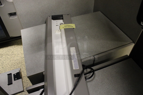 ALL ONE MONEY! Lot of Gray Desk Set Up Pieces; 3 Desks w/ Filing Cabinet and Hutch. 72x24x29, 70.5x15.5x34.5 (Hallways Straight Off Of Atrium) - Image 7 of 7
