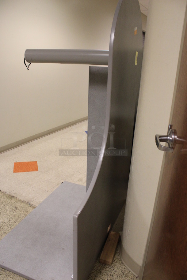 ALL ONE MONEY! Lot of Disassembled Gray Desk Set Up. Pieces; Corner Desk, Table, Desk w/ Filing Cabinets, Corner Desk and Hutch! 48x48x29, 60x15x37.5, 60x24x29, 7x48x29. (Hallways Straight Off Of Atrium) - Image 4 of 8