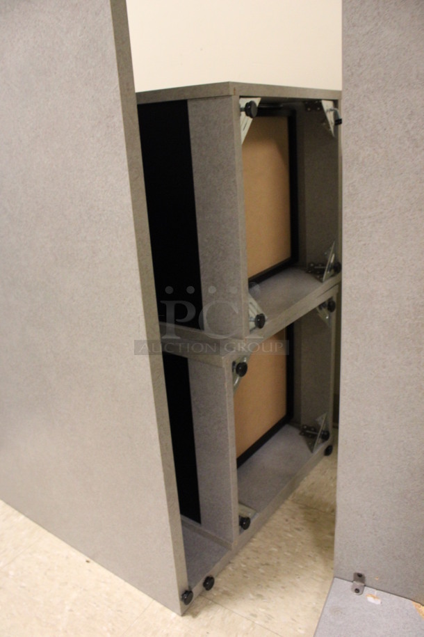 ALL ONE MONEY! Lot of Disassembled Gray Desk Set Up. Pieces; Corner Desk, Table, Desk w/ Filing Cabinets, Corner Desk and Hutch! 48x48x29, 60x15x37.5, 60x24x29, 7x48x29. (Hallways Straight Off Of Atrium) - Image 7 of 8