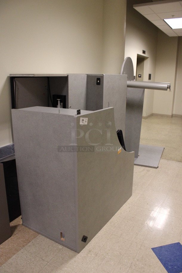 ALL ONE MONEY! Lot of Disassembled Gray Desk Set Up. Pieces; Corner Desk, Table, Desk w/ Filing Cabinets, Corner Desk and Hutch! 48x48x29, 60x15x37.5, 60x24x29, 7x48x29. (Hallways Straight Off Of Atrium) - Image 8 of 8