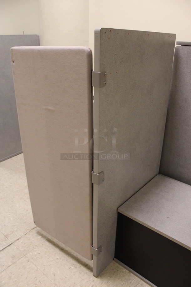 ALL ONE MONEY! Lot of Disassembled Gray Desk Set Up. Pieces; Corner Desk, Hutch and 2 Drawer Filing Cabinet! 48x24x48, 47x15.5x34.5, 36x36x29, 24x28x29. (Hallways Straight Off Of Atrium) - Image 3 of 6