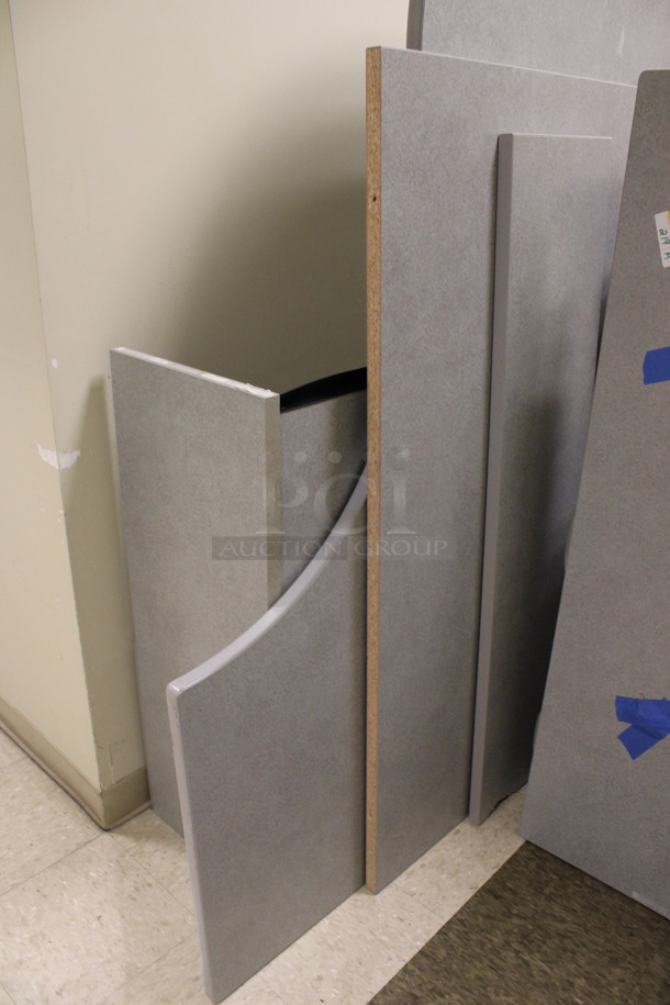 ALL ONE MONEY! Lot of Disassembled Gray Desk Set Up. Pieces; Corner Desk, Two Filing Cabinets, Desk and Table! 48x48x29, 54x24x29, 72x24x49, 54x15x37.5. (Hallways Straight Off Of Atrium) - Image 7 of 8
