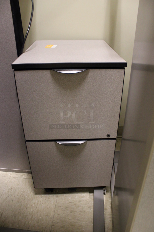ALL ONE MONEY! Lot of Disassembled Gray Desk Set Up. Pieces; Corner Desk, 2 Desks, 2 Drawer Filing Cabinet and Hutch! 48x15x37.5, 48x24x29, 36x36x29, 16x21x29. (Hallways Straight Off Of Atrium) - Image 5 of 7