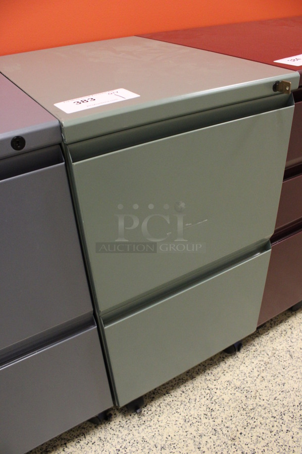 Green Metal 2 Drawer Filing Cabinet on Casters. 15x22x28. (Hallway To The Right of Atrium Lobby) - Image 3 of 7