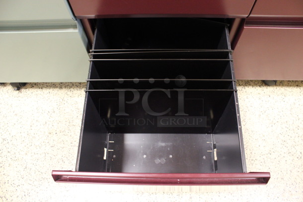 Maroon Metal 3 Drawer Filing Cabinet on Casters. 15x22x28. (Hallway To The Right of Atrium Lobby) - Image 4 of 7