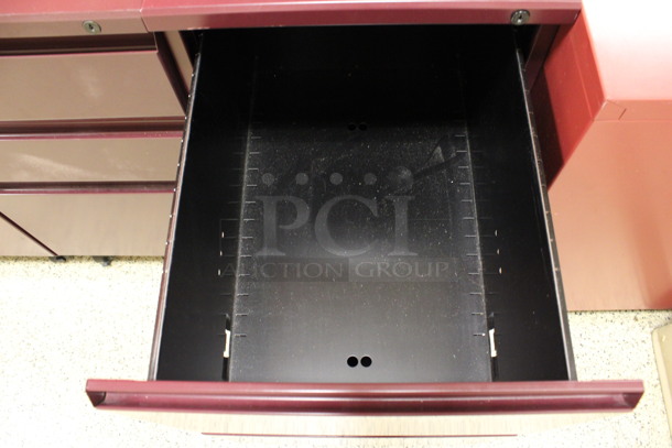 Maroon Metal 2 Drawer Filing Cabinet on Casters. 15x22x28. (Hallway To The Right of Atrium Lobby) - Image 5 of 6