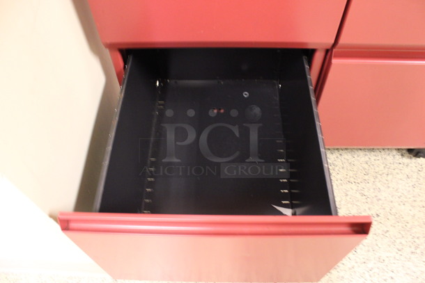 Red Metal 2 Drawer Filing Cabinet on Casters. 15x22x28. (Hallway To The Right of Atrium Lobby) - Image 3 of 5