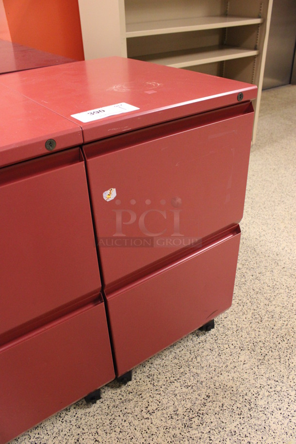 Red Metal 2 Drawer Filing Cabinet on Casters. 15x22x28. (Hallway To The Right of Atrium Lobby) - Image 2 of 6