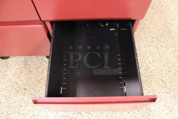 Red Metal 2 Drawer Filing Cabinet on Casters. 15x22x28. (Hallway To The Right of Atrium Lobby) - Image 4 of 6