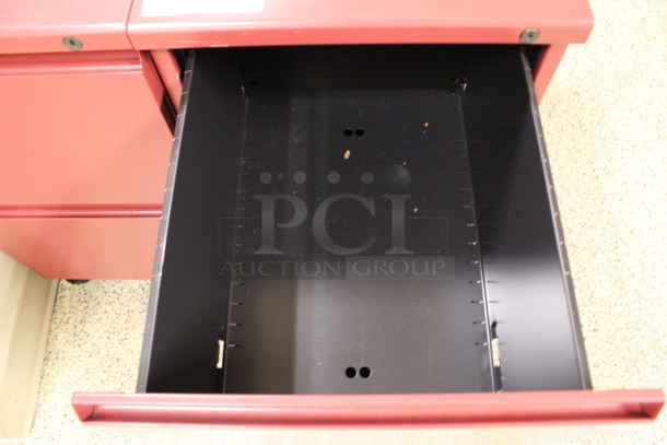 Red Metal 2 Drawer Filing Cabinet on Casters. 15x22x28. (Hallway To The Right of Atrium Lobby) - Image 5 of 6