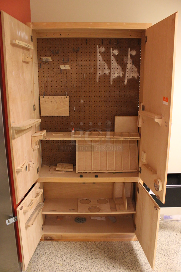 Wooden 4 Door Cabinet w/ Contents. 42x14x84. (Hallway To The Right of Atrium Lobby) - Image 3 of 5