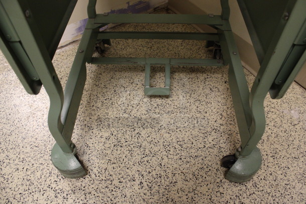 Green Metal Table on Casters. 20x18x27. (Hallway To The Right of Atrium Lobby) - Image 5 of 6