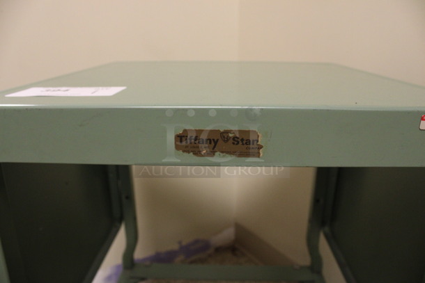 Green Metal Table on Casters. 20x18x27. (Hallway To The Right of Atrium Lobby) - Image 6 of 6