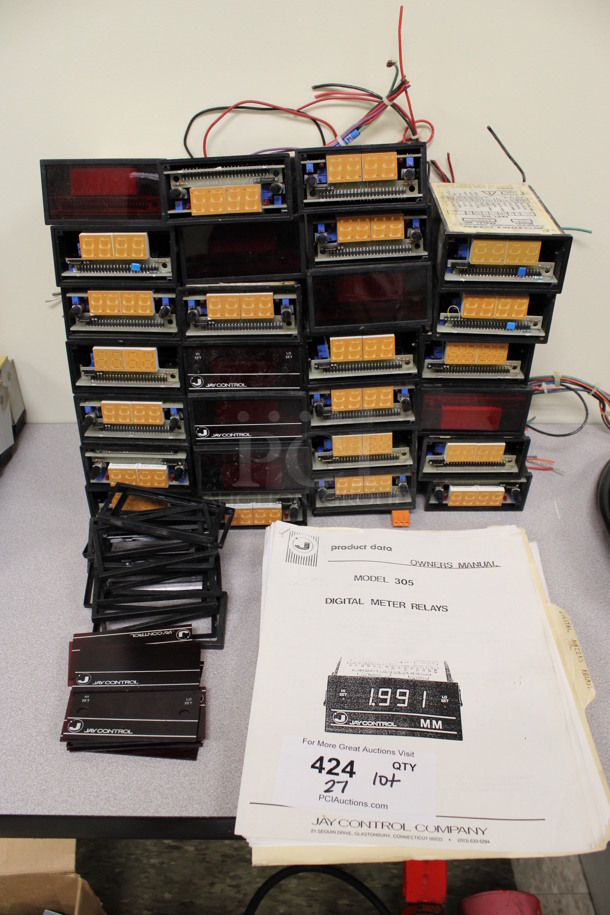 ALL ONE MONEY! Lot of 27 Various Digital Meter Relays. For Parts. 3.5x5.5x2. (Room 105)