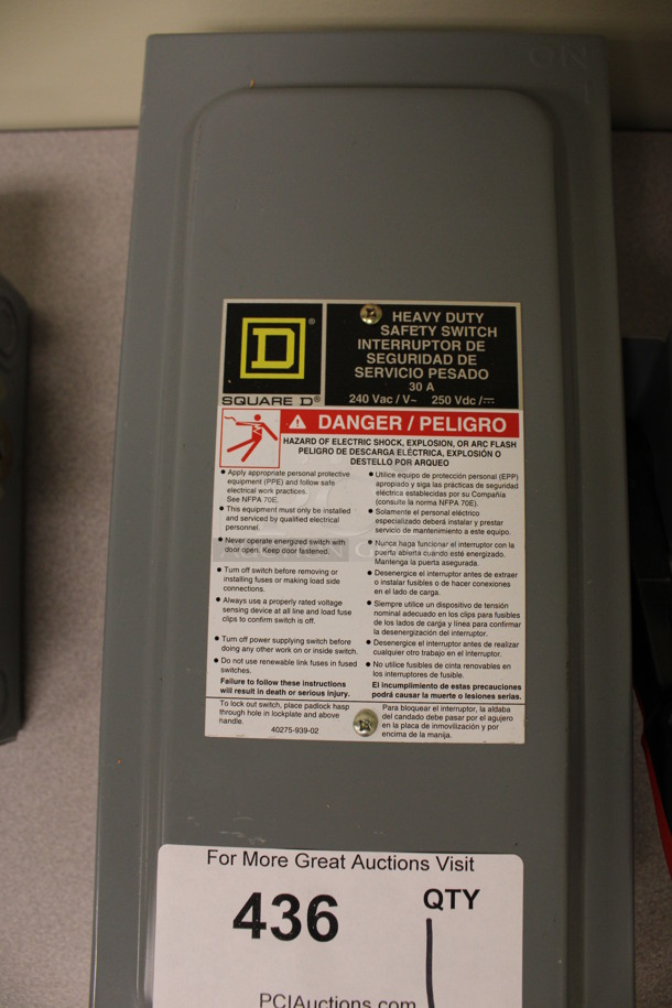 Square D Gray Metal General Duty Enclosed Switch. 8x6x15. (Room 105) - Image 4 of 4