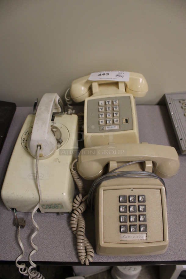 3 Various Corded Telephones. 8x9x5.5, 6x6x5. 3 Times Your Bid! (Room 105)