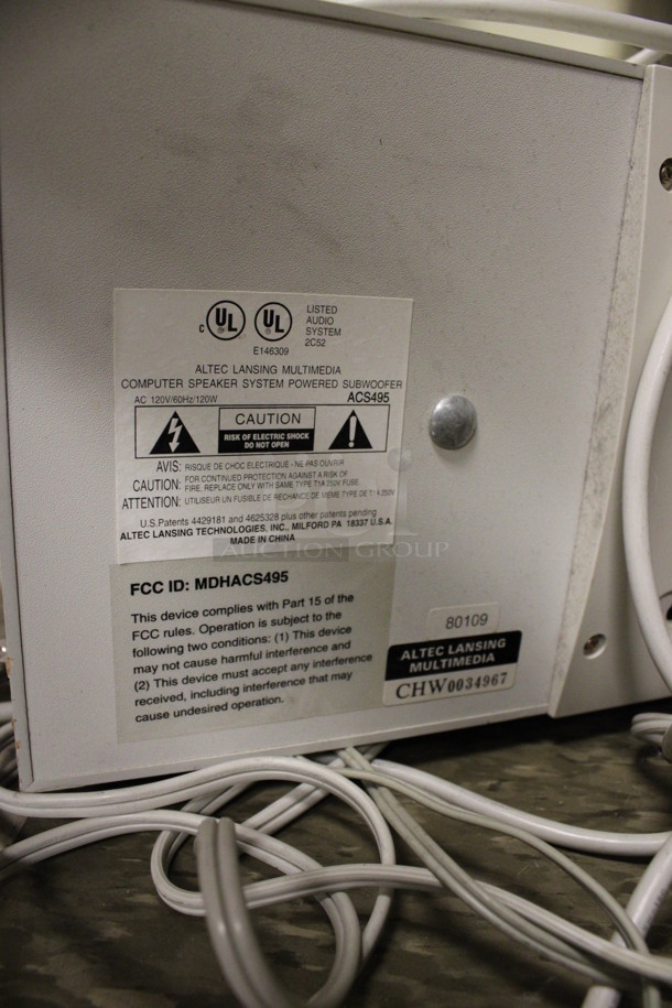 ALL ONE MONEY! Lot of Altec Lansing Speaker System; Subwoofer and 2 Speakers. 8x10.5x12, 3.5x3.5x7.5. (Room 105) - Image 5 of 6