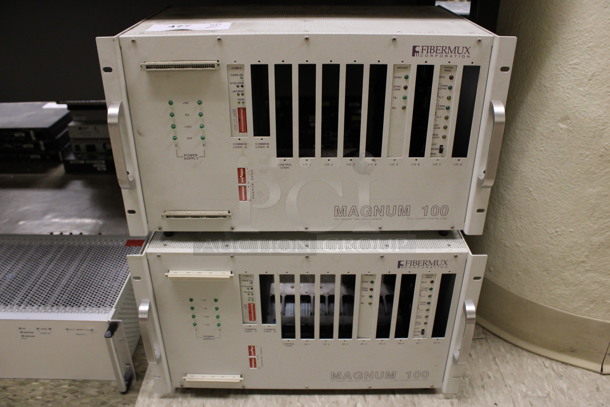 2 Fibermux Magnum 100 Dual Counter Rotating Rings Rack Units. 19x12.5x10.5. 2 Times Your Bid! (Room 105)