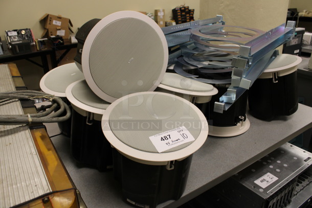 10 Tannoy Model CVS 6 Ceiling Loudspeakers w/ Metal Flush Ceiling Mount Brackets. 11x11x10. 10 Times Your Bid! (Room 105) - Image 3 of 6