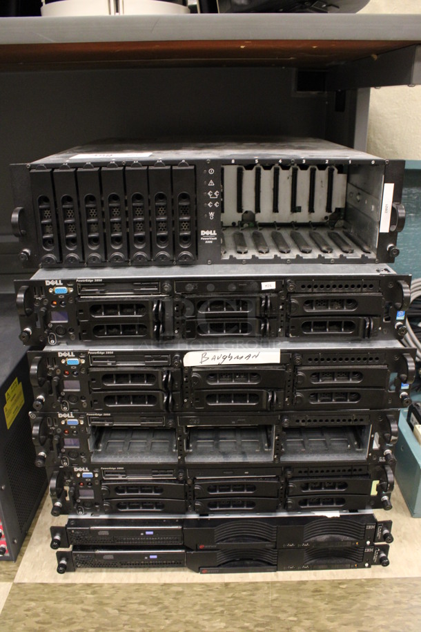 ALL ONE MONEY! Lot of 6 Rack Units Including Dell PowerEdge 2850. Includes 19x20x5.5. (Room 105)