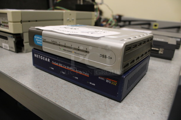 2 Units; DSS-5+ 10/100 Fast Ethernet Switch and Netgear WG102 ProSafe 802.1g Wireless Access Point. 5.5x4.5x1. 2 Times Your Bid! (Room 105) - Image 3 of 4