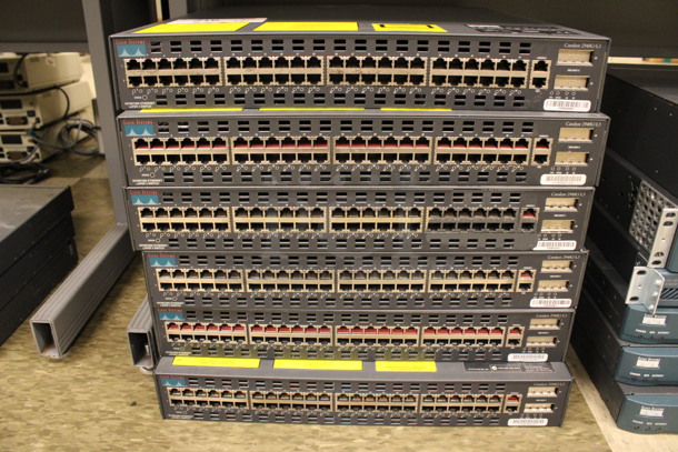6 Cisco Systems Catalyst 2948G-L3 Port Switches. 17x18x3. 6 Times Your Bid! (Room 105)