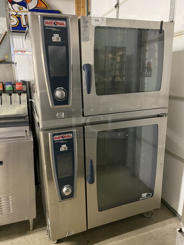 2 GORGEOUS! 2011 Rational 5Senses Stainless Steel Commercial Combitherm Self Cooking Center Convection Ovens on Commercial Casters. Top Model: SCC WE 62. Bottom Model: SCC WE 102. 480 Volts, 3 Phase. 42x40x73. 2 Times Your Bid!