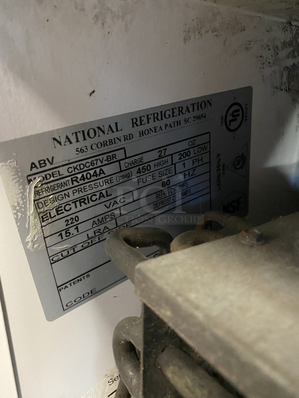 National Refrigeration Model CKDC67V-BR Stainless Steel Commercial Floor Style Baskin Robbins Ice Cream Dipping Cabinet Freezer Merchandiser w/ Dipwell. 220 Volts, 1 Phase. 67.5x30x53.5. Tested and Powers On But Does Not Get Cold - Image 9 of 9