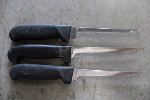 3 SHARPENED Stainless Steel Boning Knives. Includes 10.5". 3 Times Your Bid!