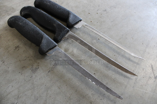 3 SHARPENED Stainless Steel Boning Knives. Includes 10.5". 3 Times Your Bid! - Image 3 of 4