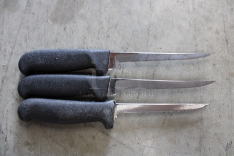 3 SHARPENED Stainless Steel Boning Knives. Includes 10.5". 3 Times Your Bid!