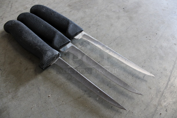 3 SHARPENED Stainless Steel Boning Knives. Includes 10.5". 3 Times Your Bid! - Image 3 of 4