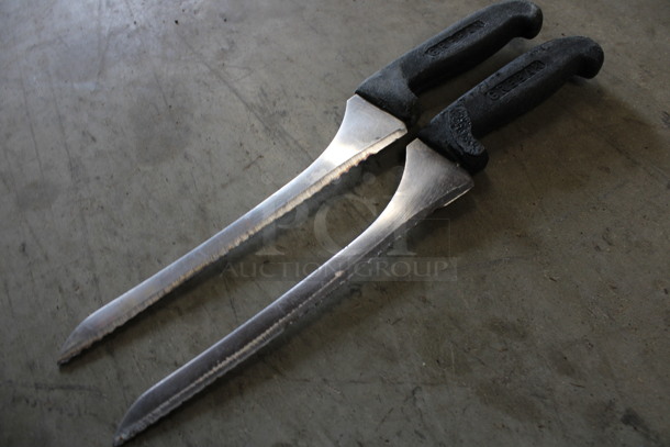2 SHARPENED Stainless Steel Serrated Knives. Includes 14". 2 Times Your Bid! - Image 3 of 4