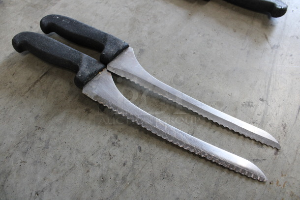 2 SHARPENED Stainless Steel Serrated Knives. Includes 14". 2 Times Your Bid! - Image 3 of 4