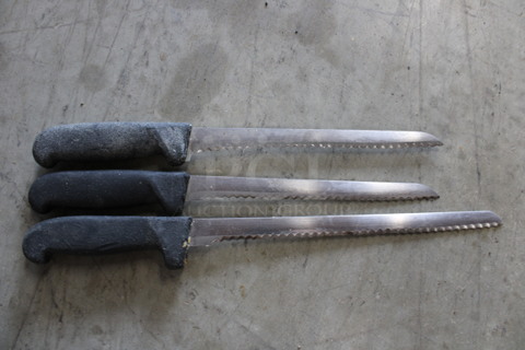 3 SHARPENED Stainless Steel Serrated Knives. Includes 13". 3 Times Your Bid!