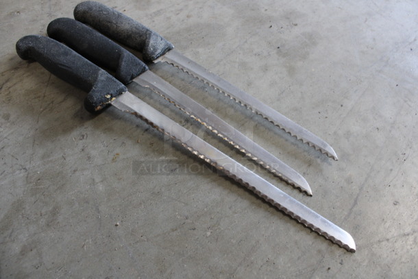 3 SHARPENED Stainless Steel Serrated Knives. Includes 13". 3 Times Your Bid! - Image 3 of 4