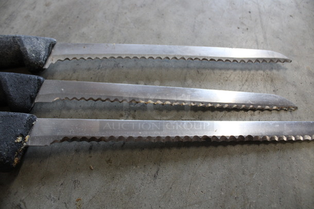 3 SHARPENED Stainless Steel Serrated Knives. Includes 13". 3 Times Your Bid! - Image 4 of 4
