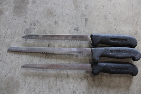 3 SHARPENED Stainless Steel Serrated Knives. Includes 13". 3 Times Your Bid!