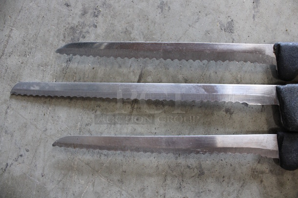 3 SHARPENED Stainless Steel Serrated Knives. Includes 13". 3 Times Your Bid! - Image 2 of 4